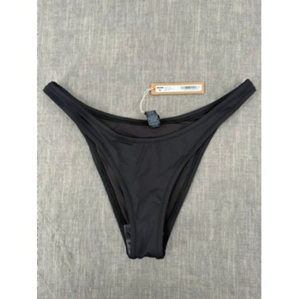 SKIMS Recycled Swim Cheeky Tanga Bikini Bottom Onyx Black Size M Medium NWT